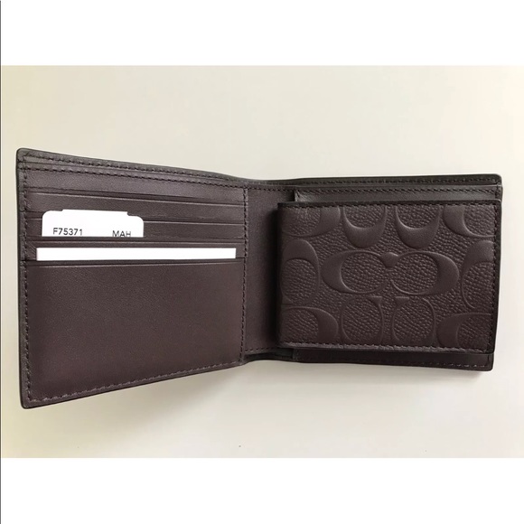 100% Authentic Coach Men’s Embossed Wallet Double - Picture 5 of 8